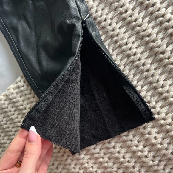 Zara Women's Skinny Black Faux Leather Pants with Ankle Zippers Medium - Picture 8 of 8